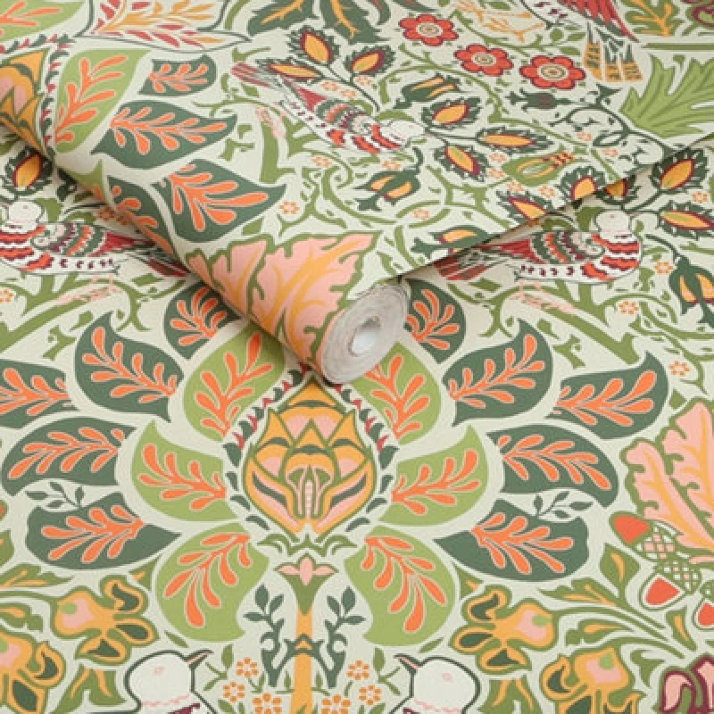 Image of William Morris At Home Dove & Rose Olive Wallpaper