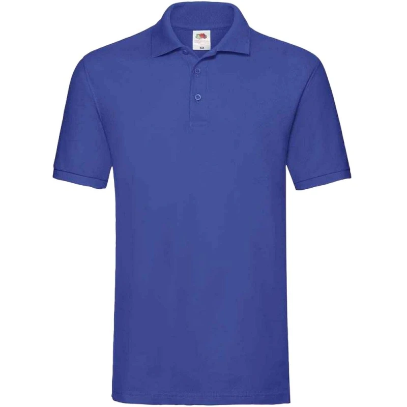 Image of Fruit Of The Loom Fruit of the Loom Men Premium Cotton Pique Polo Shirt in Royal Size: Small Royal S Male 5063527578433