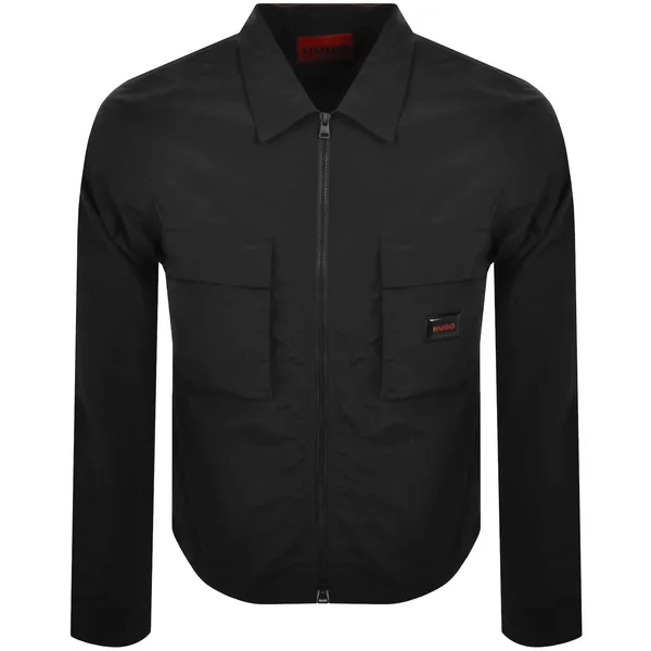 Image of HUGO Red Eselio Shell Zipped Overshirt - XL Black Shirts male 50520090-001 XL