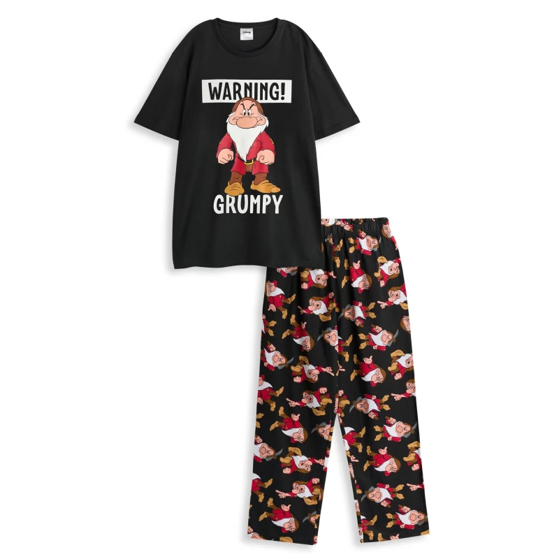 Image of Disney Men Short Sleeve Long Leg Pyjama Set in Black Size: Small Black S Male 5063203281725