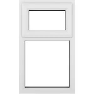 Image of Crystal Casement uPVC Window Top Hung Opening Over Fixed Light 905mm x 965mm Clear Double Glazing in White