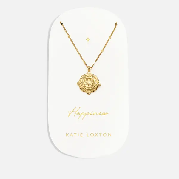 Image of Katie Loxton Womens Happiness Coin Necklace - Gold
