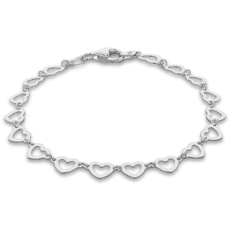 Image of Be You Sterling Silver Heart Link Bracelet Silver female 7inch