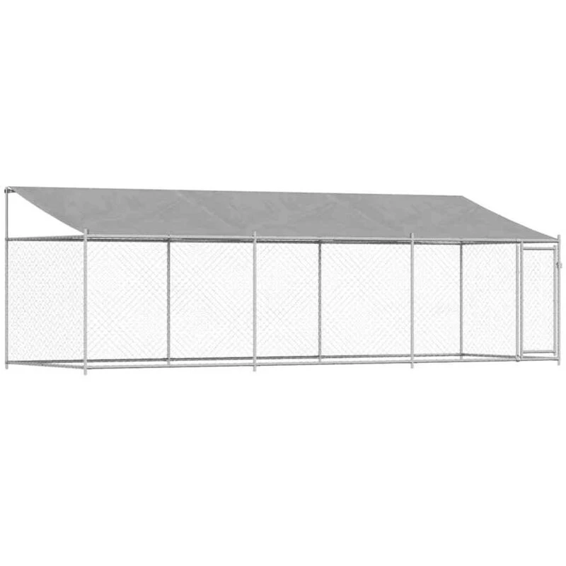 Image of VIDAXL Dog Cage with Roof and Door Grey 6x2x2 m Galvanised Steel Vidaxl 3209569