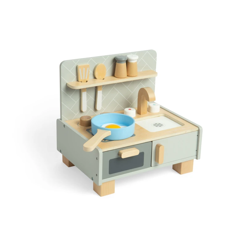 Image of Bigjigs Toys Tabletop Kitchen - 7pc Wooden Kitchen Playset For Kids, Multi 37044