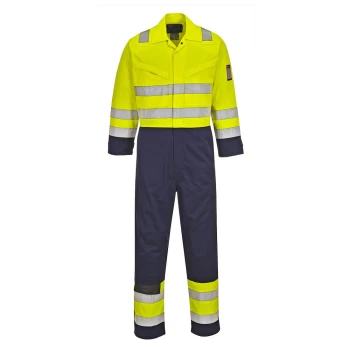Image of Modaflame Flame Resistant Hi Vis Overall Yellow / Navy Medium 34"