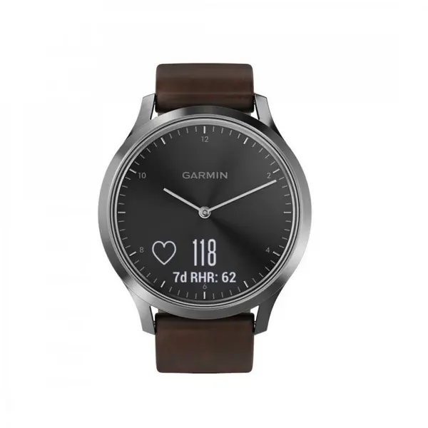 Image of Garmin Vivomove HR Black with Brown Leather Band 010-01850-04