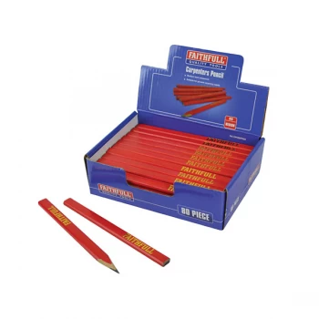 Image of Faithfull FAICPDISPR80 Carpenter's Pencils - Red / Medium (Display 80)