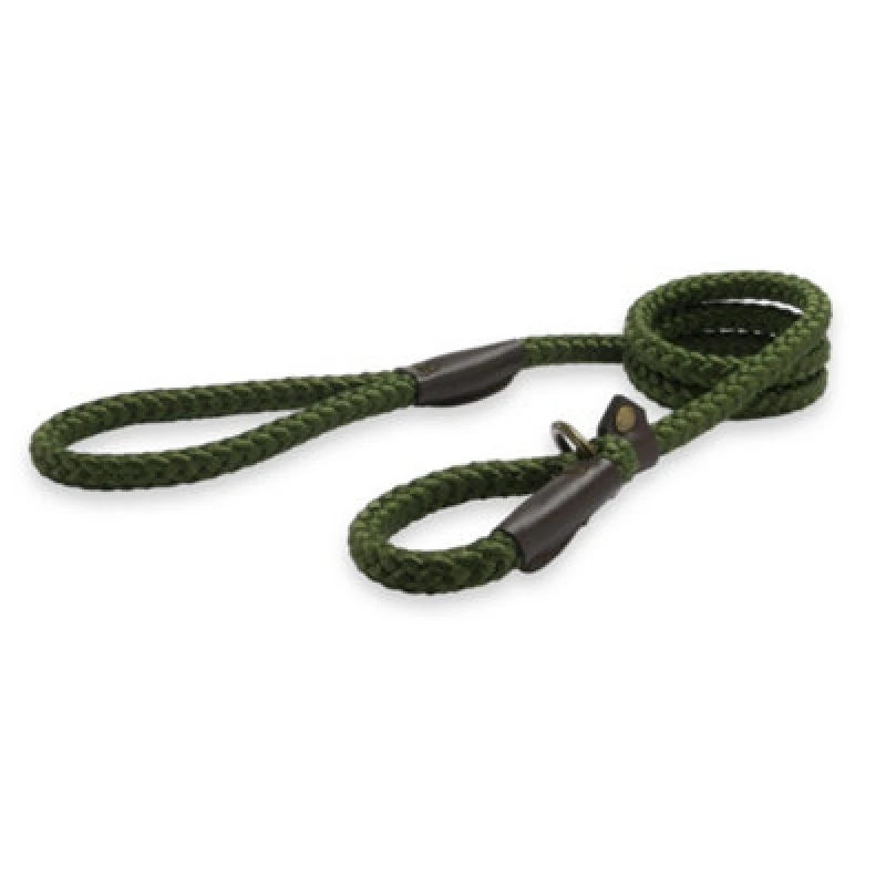 Image of Ancol Green 'Heritage' Comfort Strong Nylon 1.5 m x 12mm Rope Slip Dog Lead Green