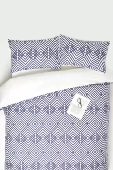 Image of Geometric Digitally Printed Cotton Duvet Cover Set