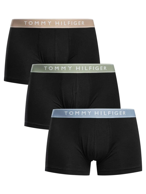 Image of Tommy Hilfiger 3 Pack Everyday Essentials Trunks Black (Bark Blue/Sage/Castle) XXL