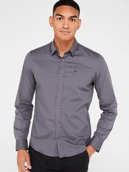 Image of Calvin Klein POPLIN STRETCH SLIM SHIRT - Size S
