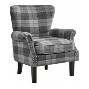 Image of Melbourne Studded Armchair Tartan - Grey