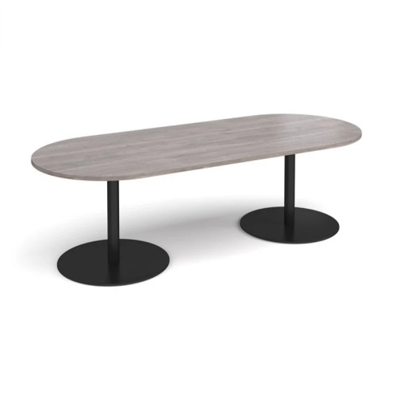 Image of Eternal Eternal radial end boardroom table 2400mm x 1000mm - Black base, grey oak top ETN24-K-GO
