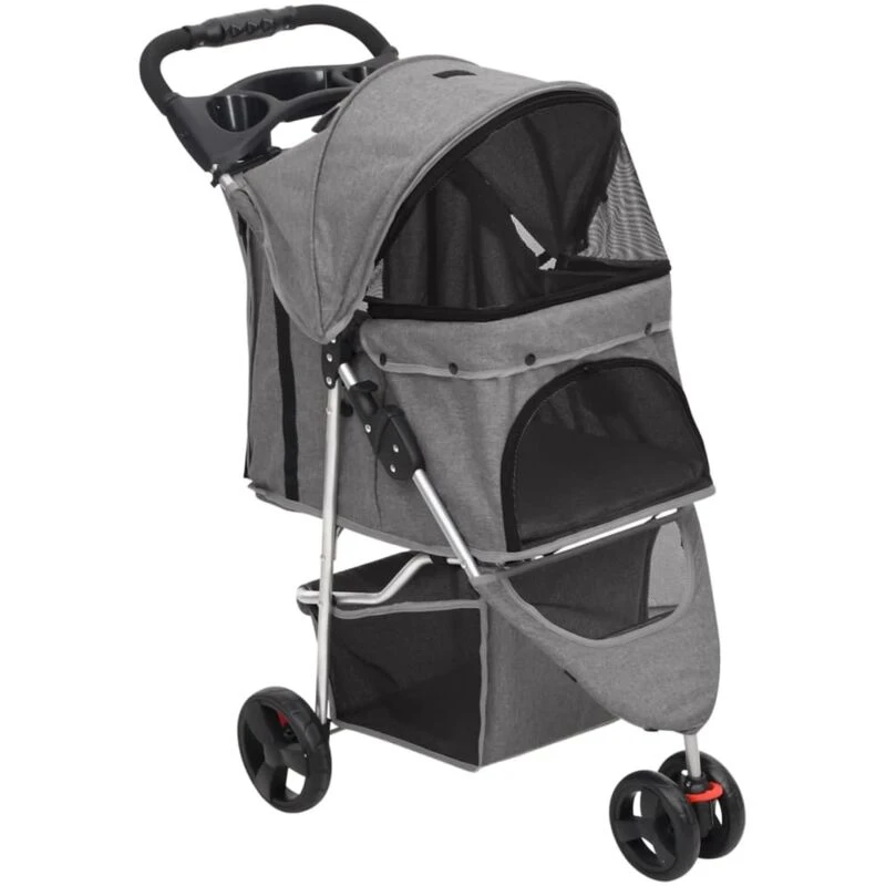 Image of VIDAXL Vidaxl - Folding Dog Stroller Grey 80x46x98cm Oxford Fabric 8720845735197