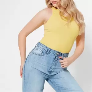 Image of I Saw It First Rib Racer Neck Crop Top - Yellow