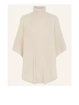 Image of Accessorize Cable Knit Poncho, Beige, Women