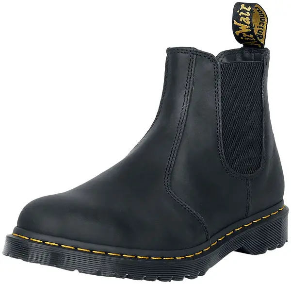 Image of Dr Martens Black 2976 Waxed Full Grain Leather Chelsea Boots Black Male 7 175773UK