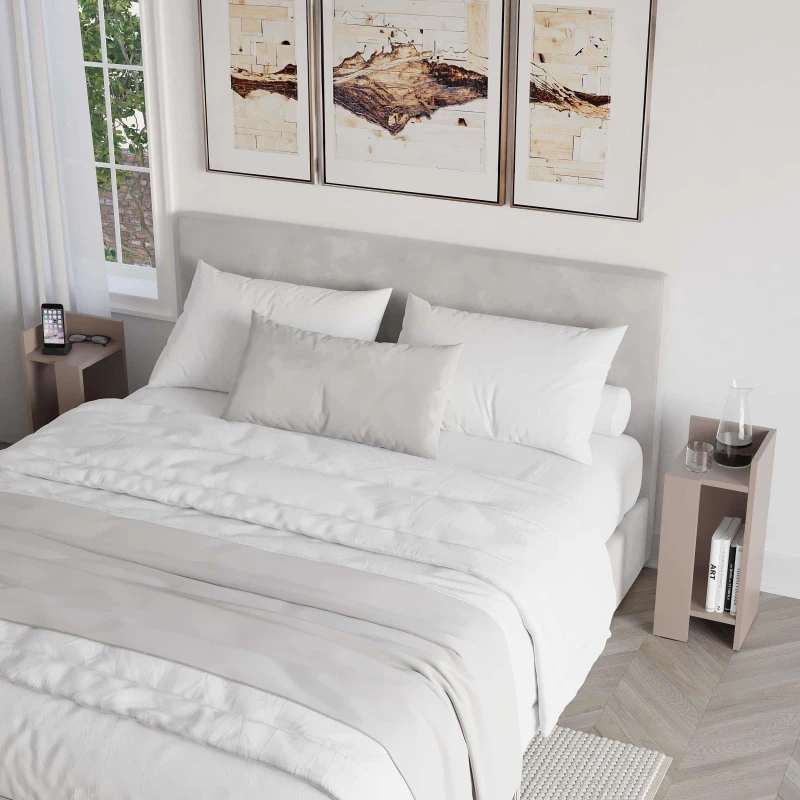 Image of Decortie Elos' Modern Bedside Table Narrow Left & Right 2 Piece in Grey Size: 2 Pack Grey Unisex 2 Pack