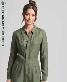 Image of Superdry Cupro Long Sleeved Shirt Jumpsuit