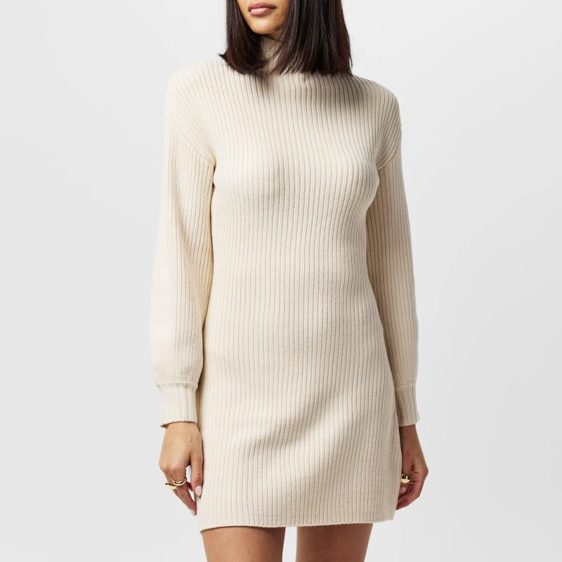 Image of French Connection Womens Myla Knitted Jumper Dress Classic Cream female 14 (L)