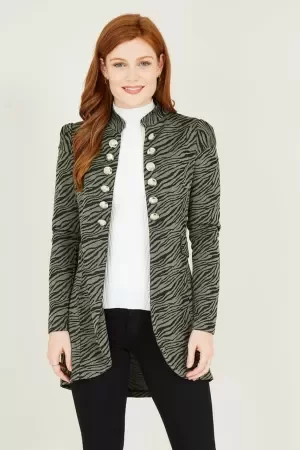 Image of Mela London Khaki Animal Print Jacket - 8