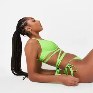 Image of Missguided Fuller Bust Crinkle Underwire Bikini Top - Green