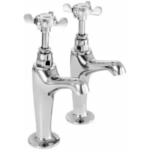 Image of Deva - Coronation High Neck Kitchen Sink Taps Pair Pillar Mounted - Chrome