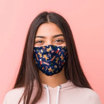 Image of Christmas Treats Candy Canes & Gingerbread Men Face Covering - Large