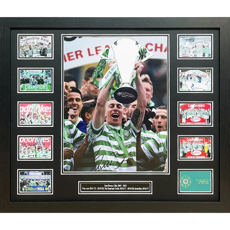 Image of AllStarSignings Ltd Scott Brown signed & framed Celtic photo Green unisex One Size