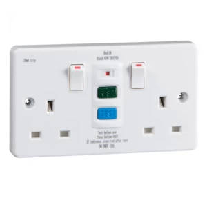 Image of KnightsBridge 2 Gang RCD Socket UK 3 Pin Power Breaker Non-Latched Safety Adaptor
