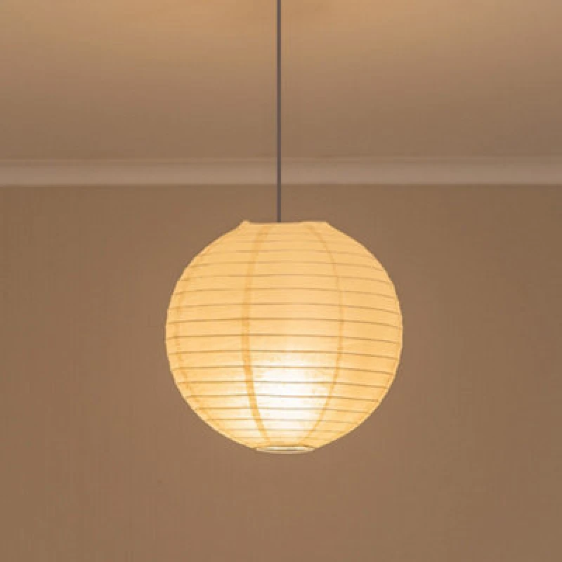 Image of ValueLights Isla White Paper Globe Ball Dome Easy Fit Ceiling Lamp Shade with LED Bulb White