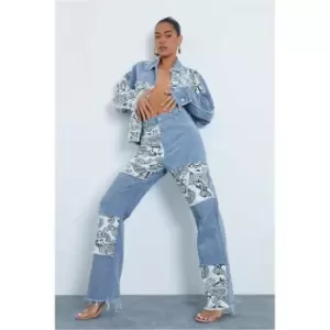 Image of I Saw It First Vintage Wash Paisley Printed Patchwork - Blue