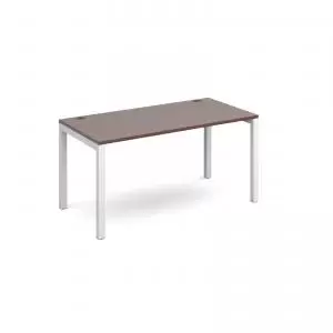 Image of Connex single desk 1400mm x 800mm - white frame and walnut top