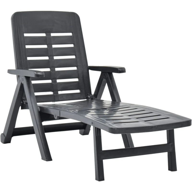Image of VIDAXL Folding Sun Lounger Plastic Anthracite Vidaxl 8719883859408