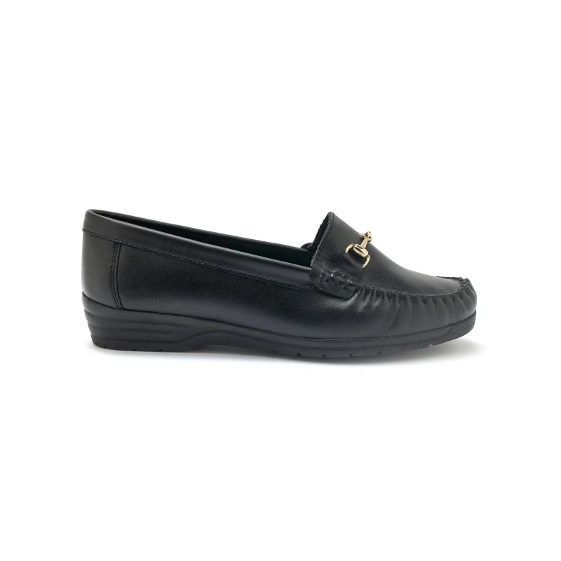 Image of Pediconfort Wide fit womens loafers with stirrups Pediconfort Noir Female 37