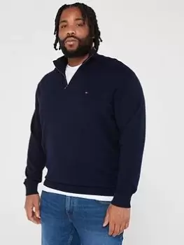 Image of Tommy Hilfiger Cashmere Half Zip Mock Knit Jumper - Navy