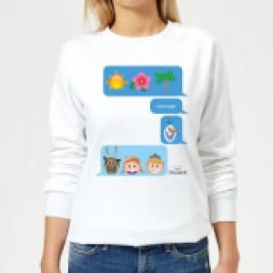 Image of Disney Frozen I Love Heat Emoji Womens Sweatshirt - White - S