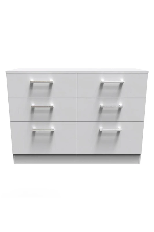 Image of Ready Assembled 2 U Cornwall 6 Drawer Wide Chest (Ready Assembled) in Light Grey Light Grey Unisex