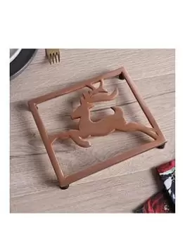 Image of Very Home Bronze Trivet With Christmas Reindeer Design