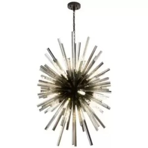 Image of Luminosa Hornby 32 Light E27, Vertical Oval Ceiling Pendant Brown Oxide, Smoke Glass