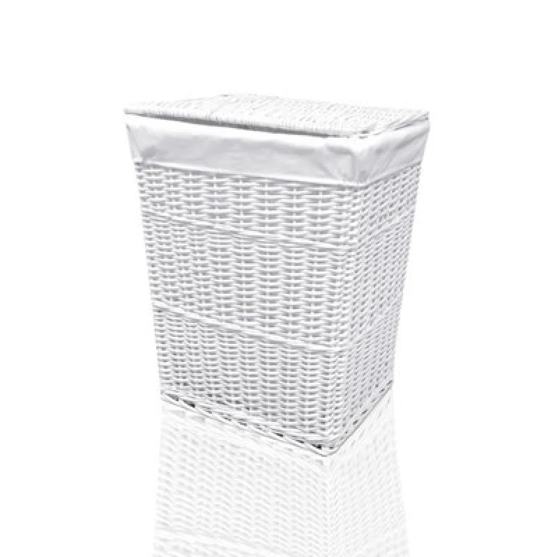 Image of Arpan Medium White Wicker Washing Cloth Basket With White Lining White unisex