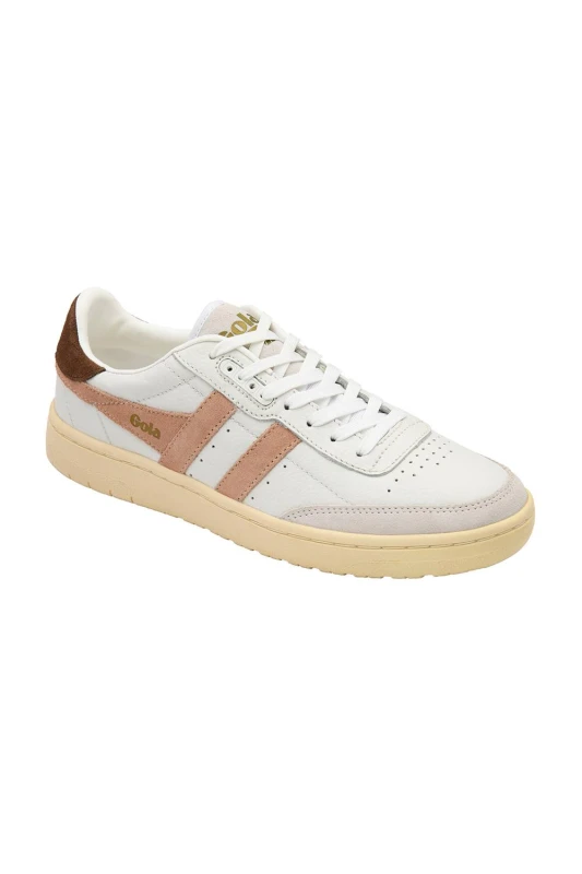Image of Gola Classics Womens 'Falcon' Leather Lace-Up Trainers in White Size: 5 White Female 5