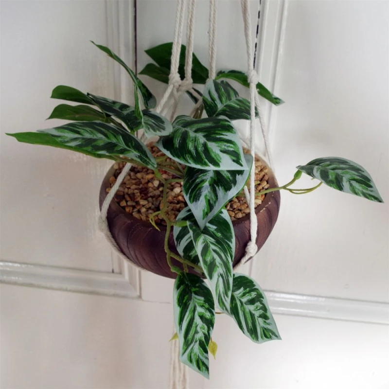 Image of Leaf Hanging Artificial Plant Realistic with Planter Botanik Green