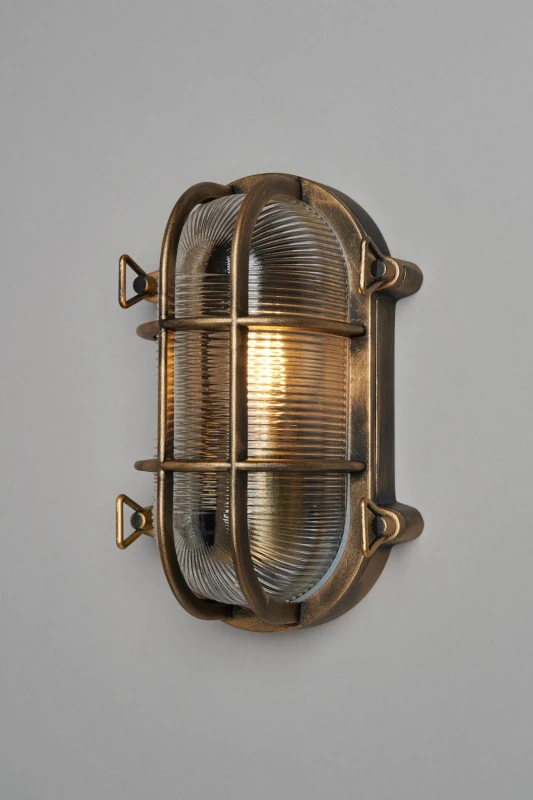 Image of Zink Davey Caged Oval Outdoor Bulkhead Gold