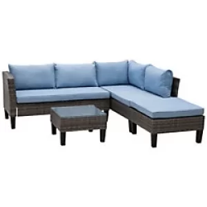 Image of Outsunny Rattan Sofa Set 860-089V70 Grey, Blue