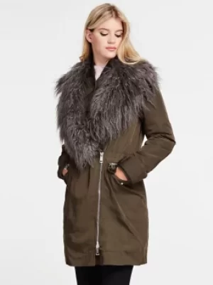 Image of Guess Padded Parka Faux Fur Collar