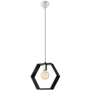 Image of Lamkur Lighting - Wire Frame Pendant Ceiling Light Wenge, 1x E27