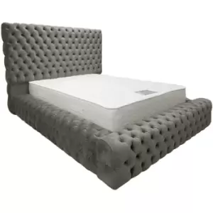 Image of Sultan Upholstered Beds - Plush Velvet, King Size Frame, Grey - Grey