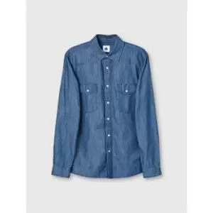 Image of Pretty Green Celest Long Sleeve Denim Shirt - Blue